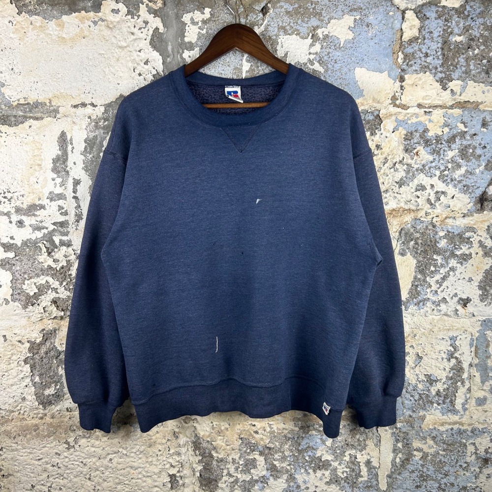 Vintage Distressed Russell Athletic USA Made Blank Crewneck Sweatshirt Large